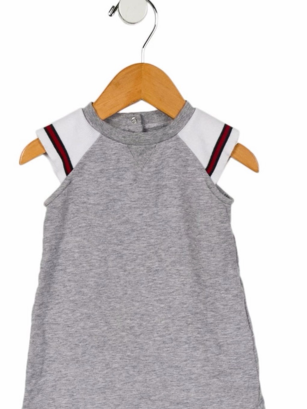 Gucci Grey Tank Dress with White Shoulders and Red-Black Trim